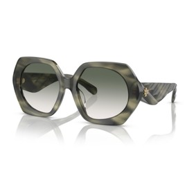 Tory Burch TY7195U 19562A 55MM Green Horn/Clear Gradient Dark Green Hexagonal Sunglasses for Women +BUNDLE with ACCESSORY EYEWEAR KIT