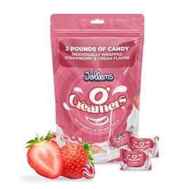 Jollems O’ Creamers Strawberry & Cream Flavored Hard Candy | Individually Wrapped | 2 Pound Bulk Bag