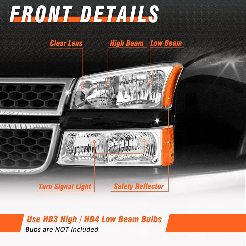 AXLAHA 2003 2004 2005 2006 Chevy Silverado Headlights Assembly for