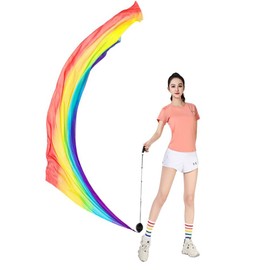 Nimiman 1pcs 2.0x0.9M/78.74"x35.43" Dance Silk Veil Poi Ball Belly Dance Poi Streamer Throw Ball (Rainbow)