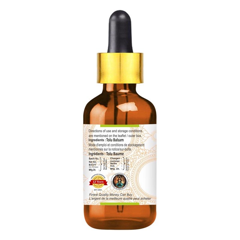 Greenwood Essential Tolu Balsam Essential Oil (Myroxylon balsamum) with Glass