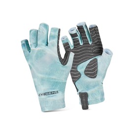 CybGene Fishing Gloves UV Protection Gloves Sun Protection Gloves UPF50+ Men Women for Outdoor, Kayaking, Rowing, Color Water Wave, Size Large