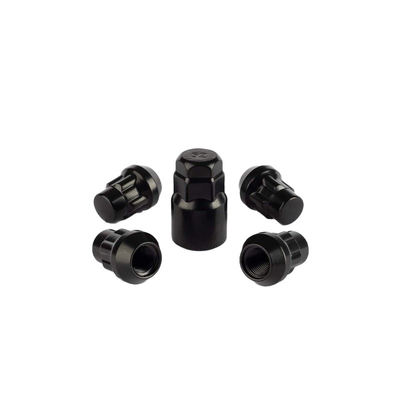 RYBO Set of 4 Alloy Wheel Locking Nuts, Black (M12