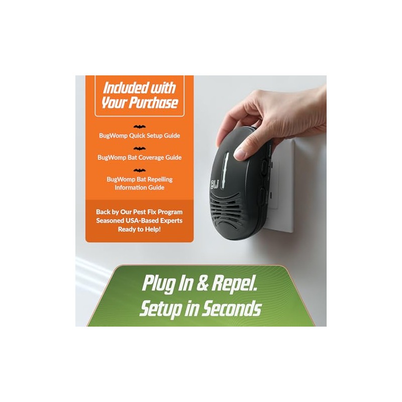 BugWomp-BEU Bat Expulsion Unit – Dynamic Ultrasonic Bat Repellent (Midnight