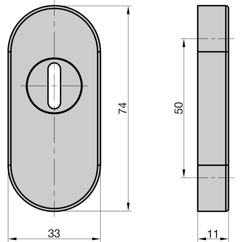BASI Protective rosette with cylinder cover, thickness 11 mm, oval