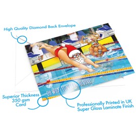 STREET SANTA - Swimming Christmas Card - Large A5 Card Size - Funny Humour - Made in the UK - Oh What Fun It Is To Dive - For Him Her Friend Boyfriend Girlfriend