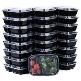 EcoQuality Meal Prep Containers, [10Pack][28oz] 2 Compartment with Lids, Reusable Bento Box, Food Storage Containers | BPA Free | Stackable | Lunch Boxes, Microwave/Dishwasher/Freezer Safe