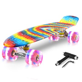 Kqpoinw Kids Skateboard,22" Complete Skateboards for Beginners,Skate Board,Rainbow Skateboards with Colorful LED Light up Wheels,Skate Tool, Ideal Gift for Girls,Kids,Teens