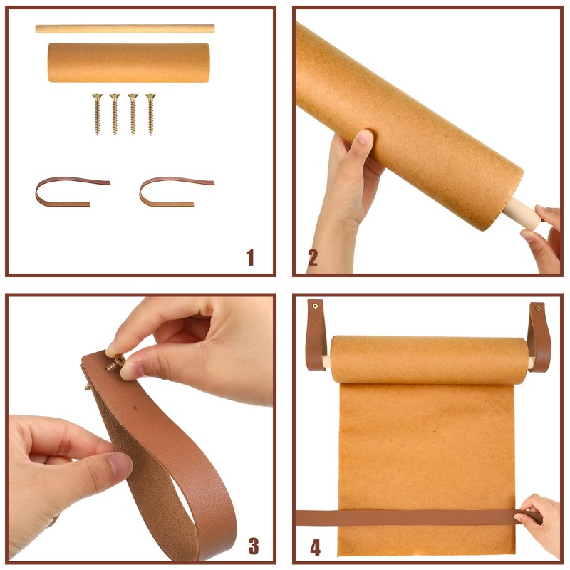 Lincia Wall-Mounted 17 Kraft Paper Roll Dispenser-Roller Kraft Paper Roll