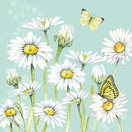 20 Napkins Butterfly on Daisies Green Flowers Spring Summer Table Decoration 33 x 33 cm