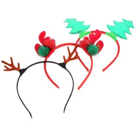 SAFIGLE 3pcs Xmas Antler and Tree Headbands Festive Hairbands for Women Christmas Party Accessories Durable Comfortable Holiday Decoration