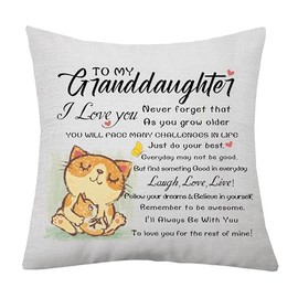 aligarian Granddaughter Cushion Cover Inspirational Gift for Granddaughter Girls Women from Grandparent Throw Pillow Cover Linen Pillowcase Graduation Pillow Cover Birthday (Granddaughter)
