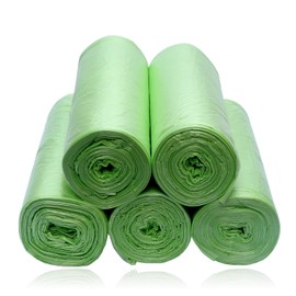 2 Gallon Compostable Trash Bags Small Biodegradable Garbage Bags 7.5 Liters Wastebasket Trash Liners for Bathroom Office Bedroom, Green 100 Counts