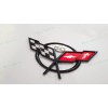 AUTO 2PCS Black Front Rear 50Th Anniversary Cross Flags Emblems