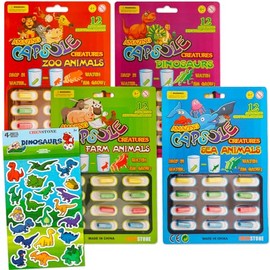 Grow In Water Crenstone Toys Party Favor Set -- 48 Capsule Creatures (Includes Zoo, Sea, Dinosaurs and Farm Animals)