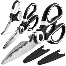 OMDAR Kitchen Scissors All Purpose 3 Pack - Heavy Duty Stainless Steel Cooking Shears for Cutting Meat, Food, Fish, Poultry Multipurpose Sharp Sissors for Dishwasher Safe