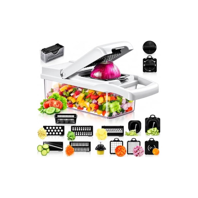 Picador de verduras multifuncional GVTECH 19 en 1 con cuchillas