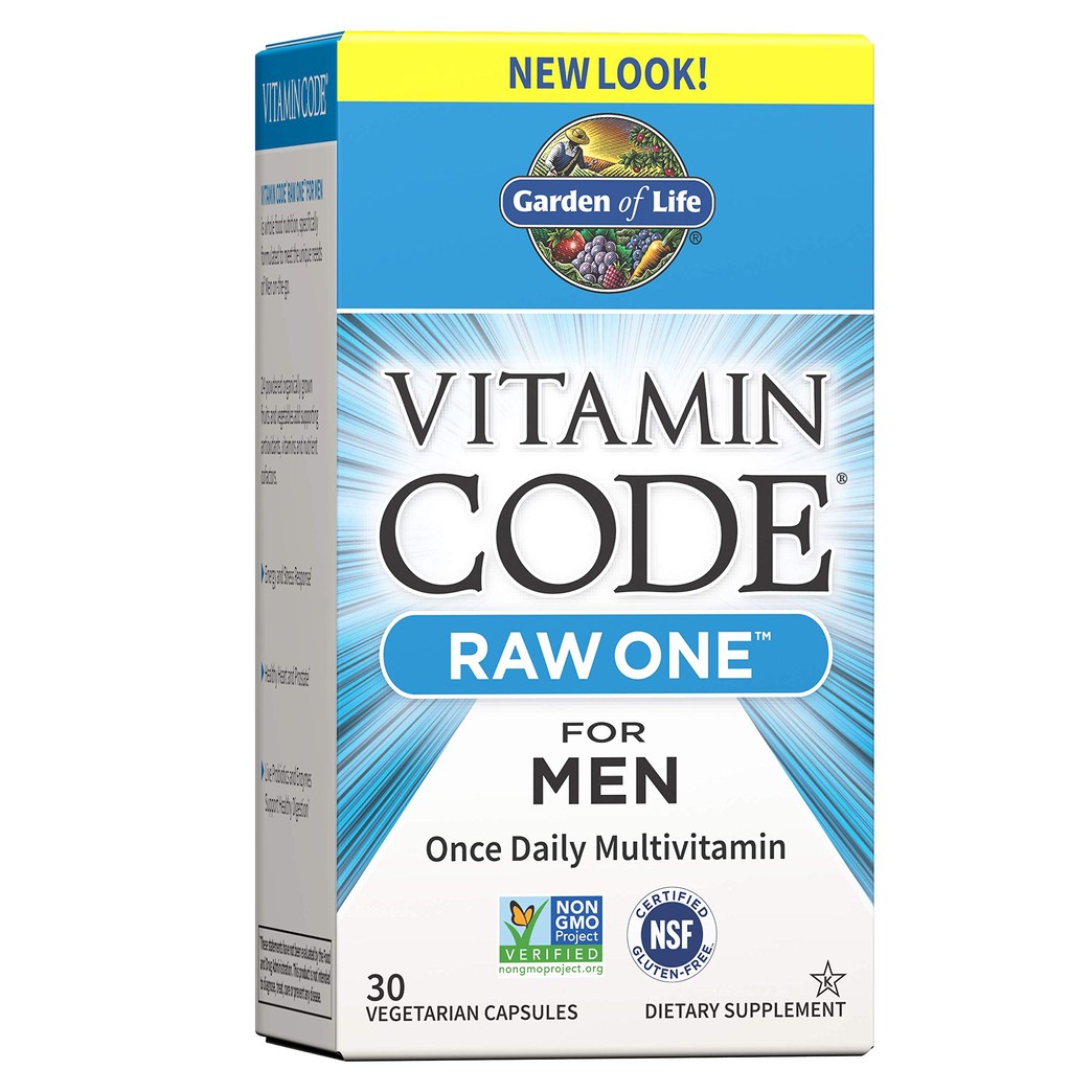 Garden of Life Vitamin Code Raw One for Men, Once Daily Multivitamin for Men - 30 Capsules, One a Day Mens Vitamins plus Fruit, Veggies & Probiotics for Mens Health, Vegetarian Mens Multivitamins