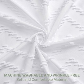 Siiluminisoy Extra Long White Boho Chevron Shower Curtain with Tassel, Woven Fabric Shower Curtain, Tufted Striped, 96" L x 72" W, Modern Chic Textured Minimalist Bathroom Decor Shower Curtain