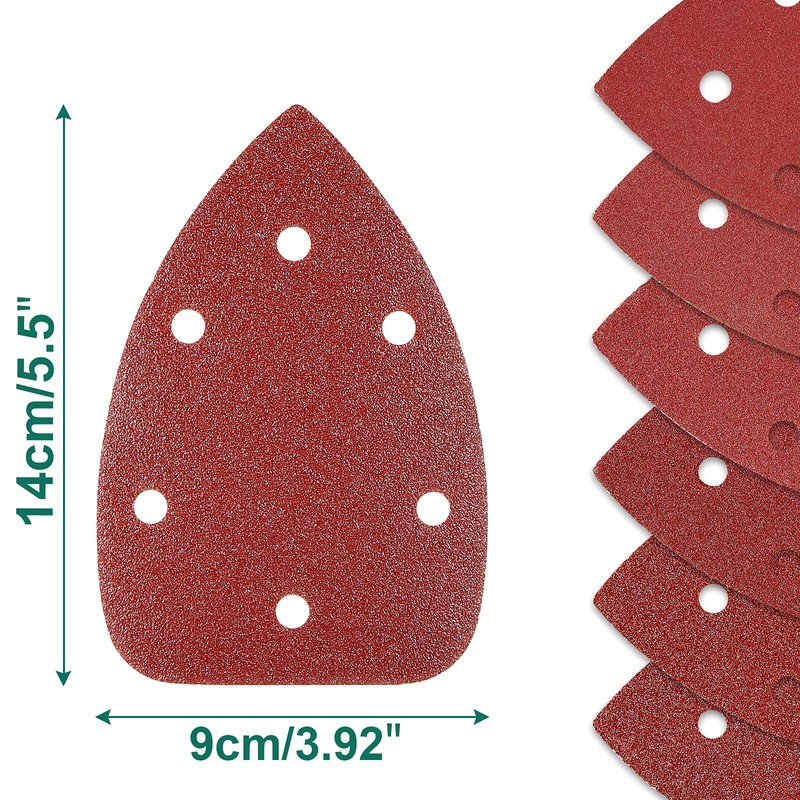 60PCS Triangular Sander Sandpaper, HYCHIKA Detail Sander Sandpaper Assorted 60/80/100/120/180/240