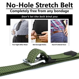 MOZETO Elastic Stretch Belt Width 3.3 cm, Fabric Belt Stretch Belt Braided Belt for Men and Women, Green
