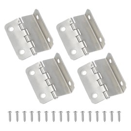 MECCANIXITY Tri Fold Hinge, Vintage Half-Surface Hinges Small Semi-Concealed Three Folding Retro Decorative Chest Hinges Hardware with Screw for Cabinet Box Window Silver Pack of 4