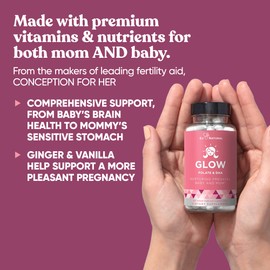 Glow Prenatal Vitamins for Women – 25-in-1 Vital Nutrients for Healthy Pregnancy and Fetal Development – Folic Acid & Vegan DHA For Baby's Growth & A Comfortable Pregnancy – 60 Nourishing Capsules