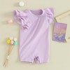 Mubineo Baby Girl Summer Basic Plain Ruffle Sleeve Bubble Romper