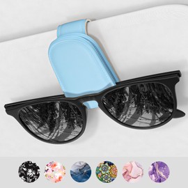 NPOOYI Sunglasses Holder for Car Visor, Magnetic Leather Sunglass Holder, Sun Visor Glasses Hanger Clip, Car Interior Accessories for Women Men, Fits All Size Eyeglasses, Green