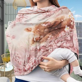 Wanyint Highland Cow Flower Pink Infant Car Seat Cover Cute Car Seat Cover for Babies, Carseat Canopy Baby Breastfeeding Stroller High Chair Shopping Cart Cover