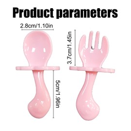 WeddHuis Set of 4 children's cutlery, baby feeding spoon, baby fork and spoon set, baby learning cutlery for baby, toddler, children