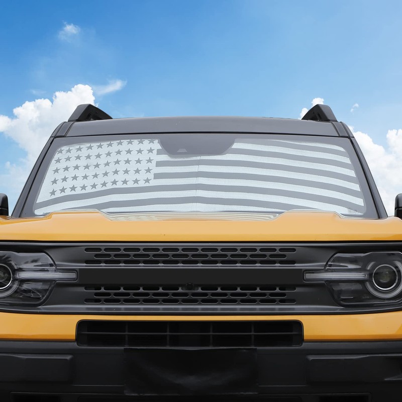 PDKLIN for Bronco Sport Windshield Sun Shade American Flag for