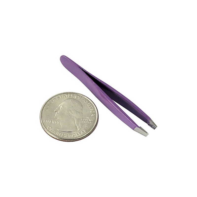 HTS 172M3 2" Purple Mini Slanted Travel Eyebrow Tweezers