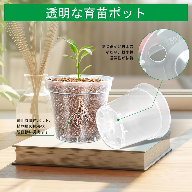 RooTrimmer 3.3" Transparent Seedling Pot Plat Pot, Set of 20,