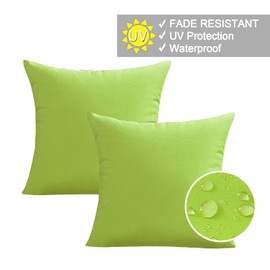 VAKADO Outdoor Waterproof Throw Pillow Covers 20X20 Set of 2 Decorative Green Patio Furniture Summer Cushion Cases Outside Decor for Couch Garden Bench Porch