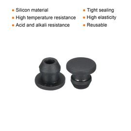 MECCANIXITY Silicone Snap in Locking Hole Plugs Rubber Panel Seal Cover Flush Type Panel Round for Kitchen Rubber Bulkheads Waterproof Sealing Plugs 6mm/0.24 Inch Dia Black,Pack of 30