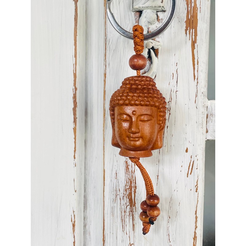 WOO MANTO 1 piece Buddha key ring made of wood,