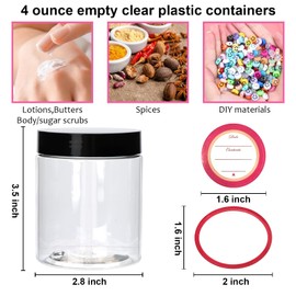 16 Pack 8oz Plastic Containers with Lids, Jars with Lids, Great for storing,lip balms, creams, ointments, cosmetics, samples