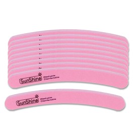 PROFICO Pack of 10 Professional Nail Buffer Buffer Curved 240/320 Double-Sided Buffer Nail File Emery Boards Fine Grit for Natural Nails Gel Nails (Pink)