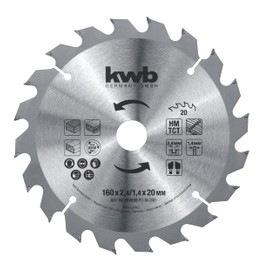 kwb Circular Saw Blade 160 x 20 mm Fast Cut Medium Grade Saw Blade Suitable for Soft and Hardwood, Carpentry Board and Chipboard
