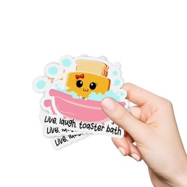 (3Pcs) Live Laugh Toaster Bath Sticker, Toaster Bath Bomb Sticker, Dark Humor Sticker, Cute Toaster Sticker, Water Assitant Die-Cut Vinyl Funny Decals for Laptop, Phone, Water Bottles (2 Inches)