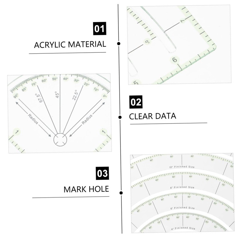 LIFKOME Multifunctional Transparent Acrylic Sewing Ruler Quilting Cutter with Measurement