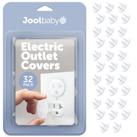Jool Baby Outlet Covers (32 Pack) for Child Safety - Easy Adult Removal, Plug Protectors for Baby Proofing Electric Sockets - Transparent Design