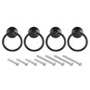 sourcing map 4Pcs Round Ring Pulls, Drawers Knobs Black Circle