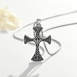 Midir&Etain Cross Necklace for Women Men Sterling Silver Holy Spirit Dove Pendant Necklace Protection Catholic Jewellery Religious Gifts with 22" Chain