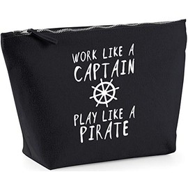 Hippowarehouse Work like a captain play like a pirate printed make up cosmetic wash bag 18x19x9cm