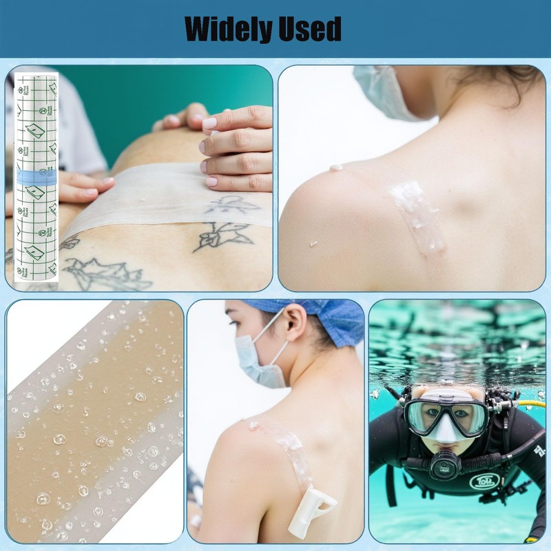 Second Skin Plaster,60 Pcs 15cm Tattoo Plasters,Waterproof Dressing Tattoos Cover