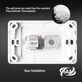 Contech CLSOL TV Antenna Socket & Telephone Jack Outlet, SAA Approved GPO, 10A 250V PVC White