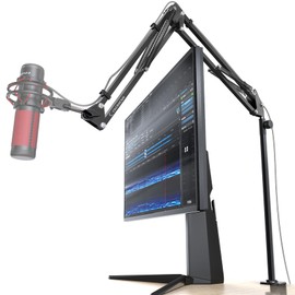 CACENCAN Boom Arm, 360° Rotatable Microphone Stand with Desk Mount, Foldable Desk Mic Arm with 3/8'' to 5/8'' Screw Adapter, Microphone Arm for Live Streaming, Gaming, Podcasting