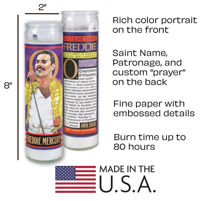 The Unemployed Philosophers Guild Freddie Mercury Secular Saint Candle -